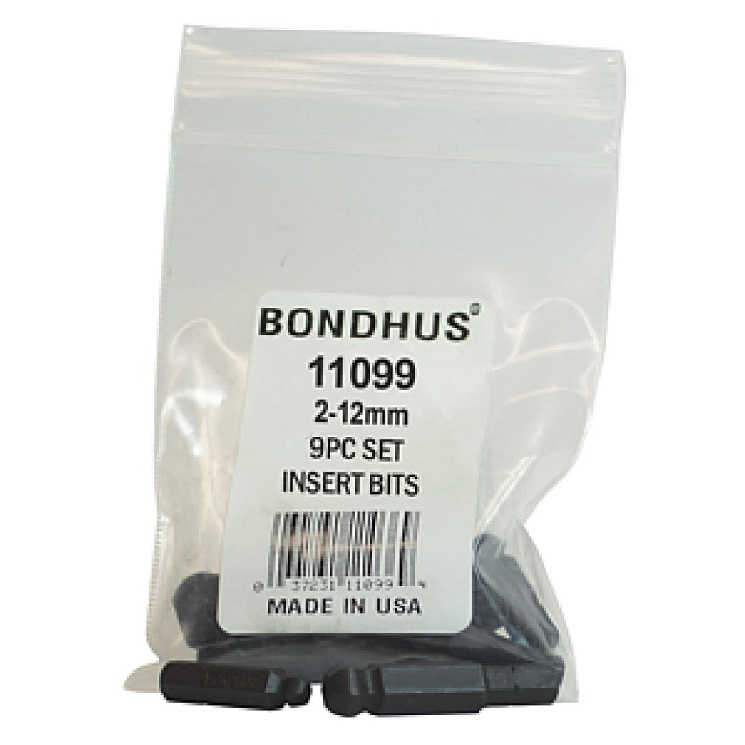 Bondhus 11099 Set of 9 Ball End Insert Bits Sizes 2-12mm