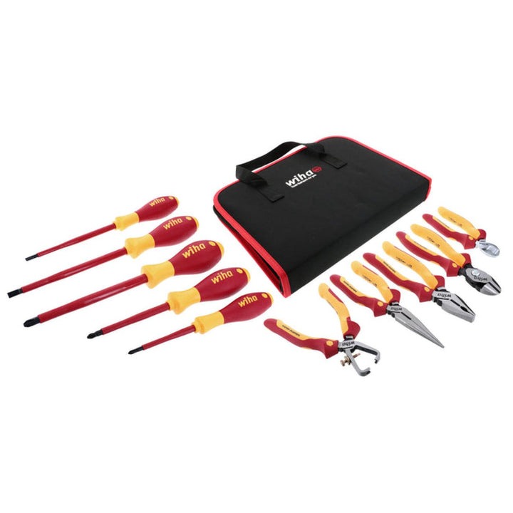 Wiha Tools 32891 Insulated Pliers / Cutters / Screwdrivers Set in Zipper Case, 10 Pc.