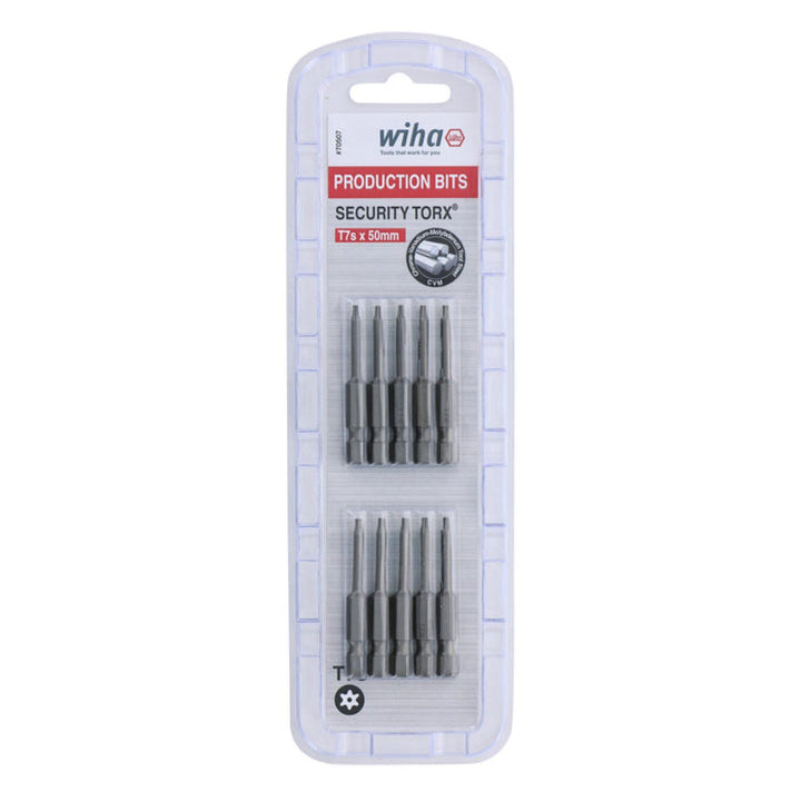 Wiha Tools 70507 T7s x 50mm Security TORX® Power Bit, 10 Pack