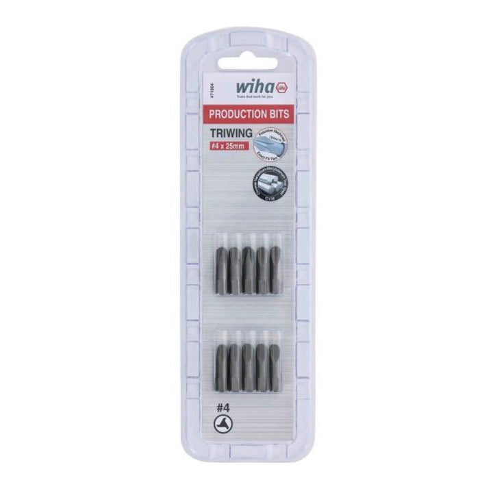 Wiha Tools 71904 Tri-Wing Insert Bit, #4 x 25 mm, 10 Pk.