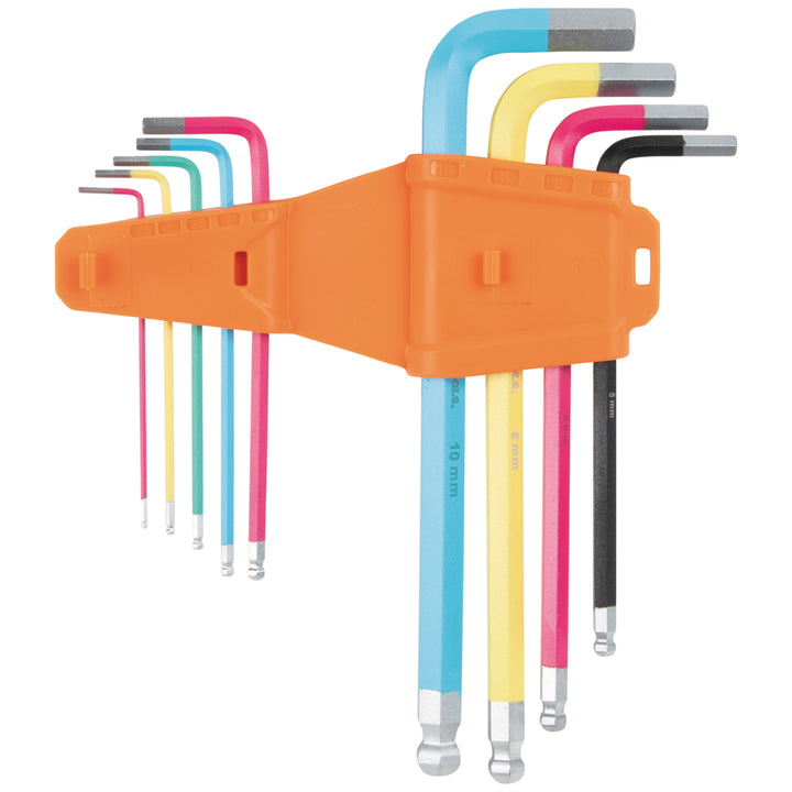 Klein Tools CBLS9M Powder Coated Long Ball-End Hex Key Set, Metric, 9 Pc.