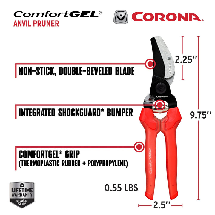 Corona AP 3334 ComfortGEL Anvil Pruner - 3/4 Inch