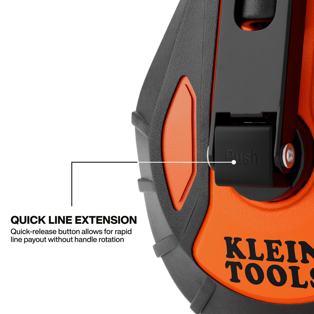 Klein Tools CHLK100S Smooth Retractable Chalk Reel, 100-Foot, with Blue Chalk Refill