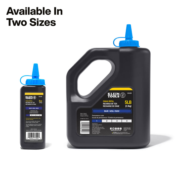 Klein Tools CHLK8B Chalk Refill, Blue, 8-Ounce