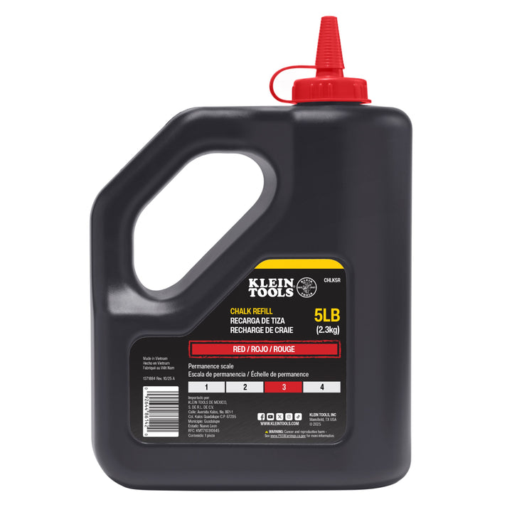 Klein Tools CHLK5R Chalk Refill, Red, 5-Pound