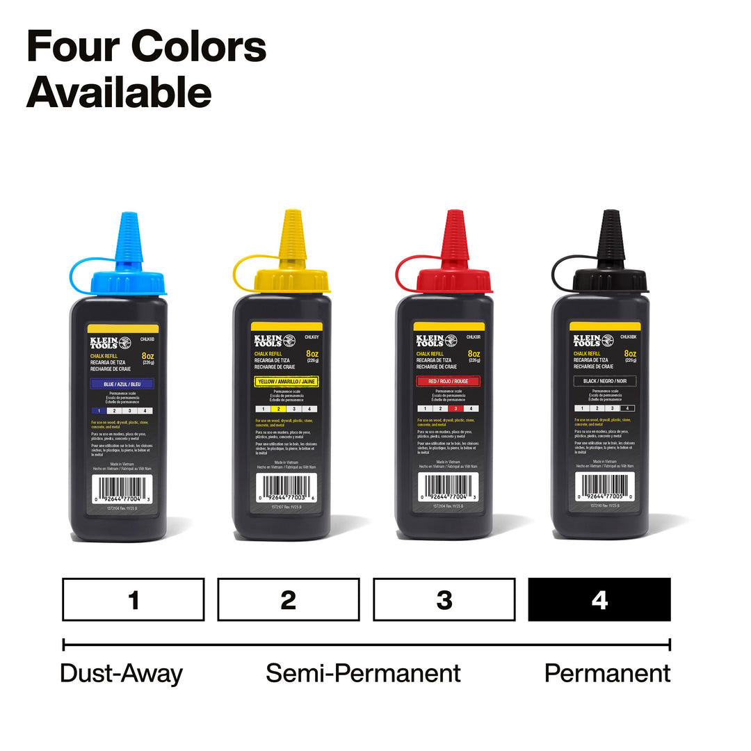 Klein Tools CHLK8BK Chalk Refill, Black, 8-Ounce