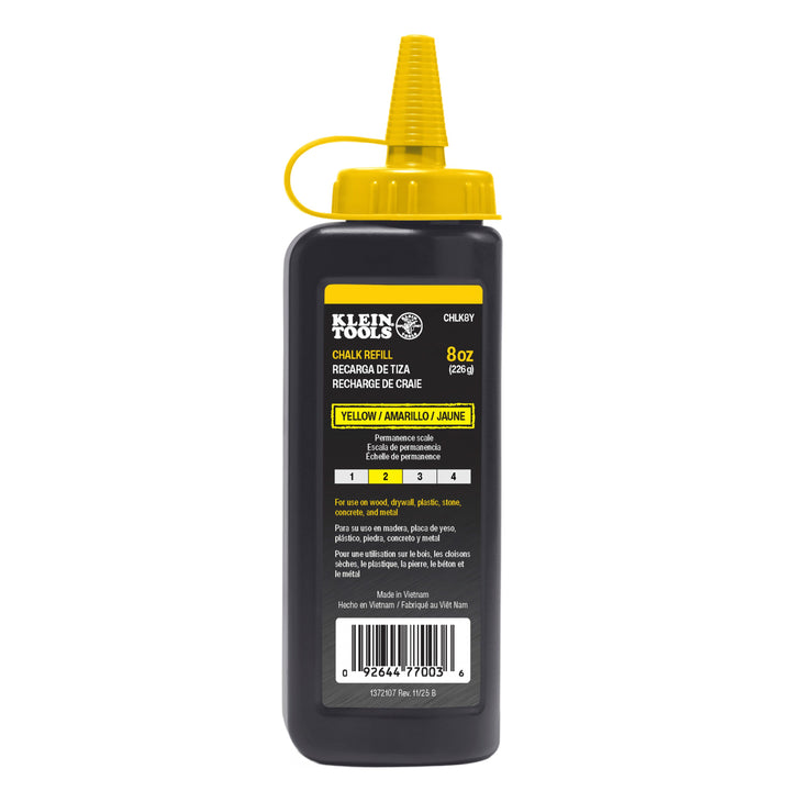 Klein Tools CHLK8Y Chalk Refill, Yellow, 8-Ounce