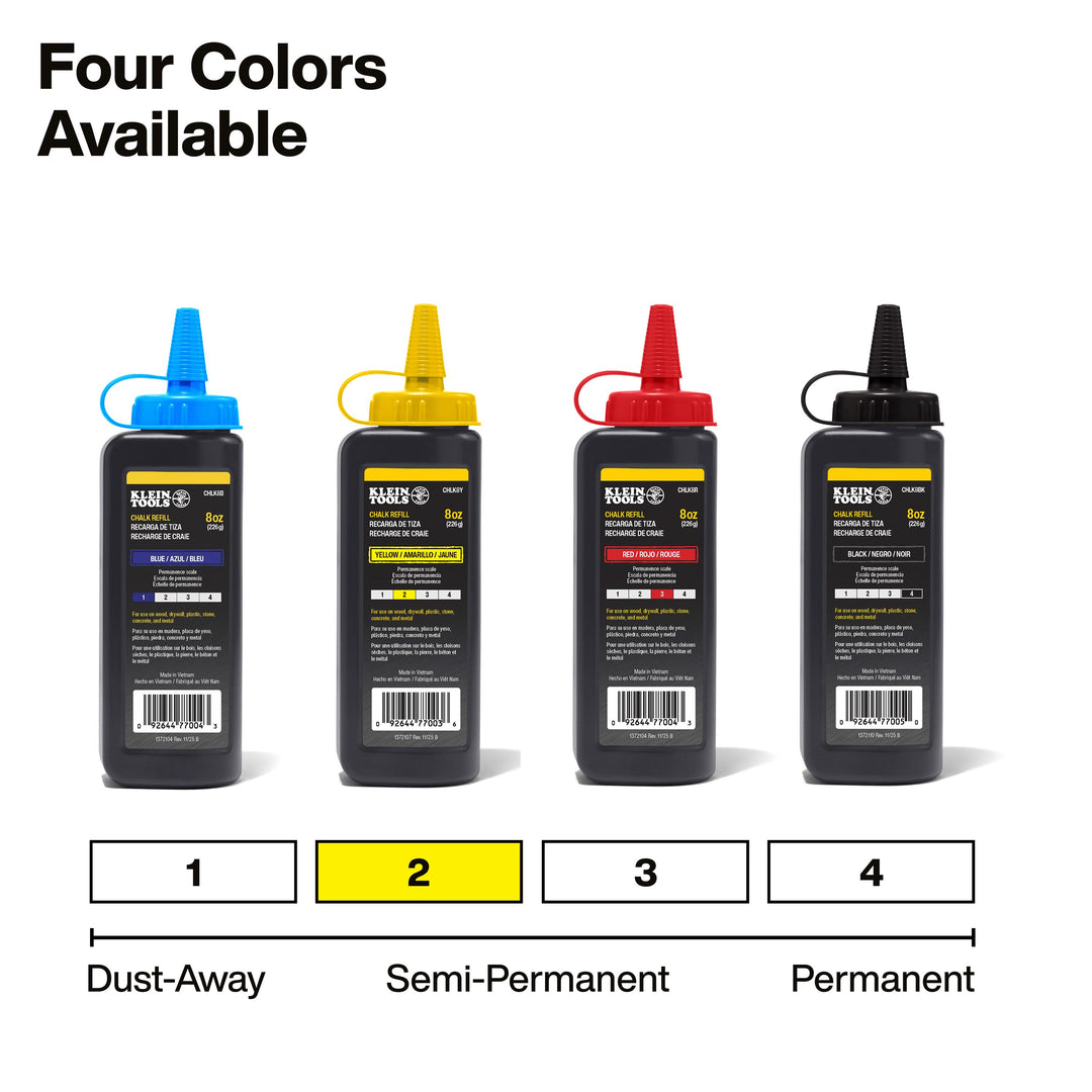 Klein Tools CHLK8Y Chalk Refill, Yellow, 8-Ounce