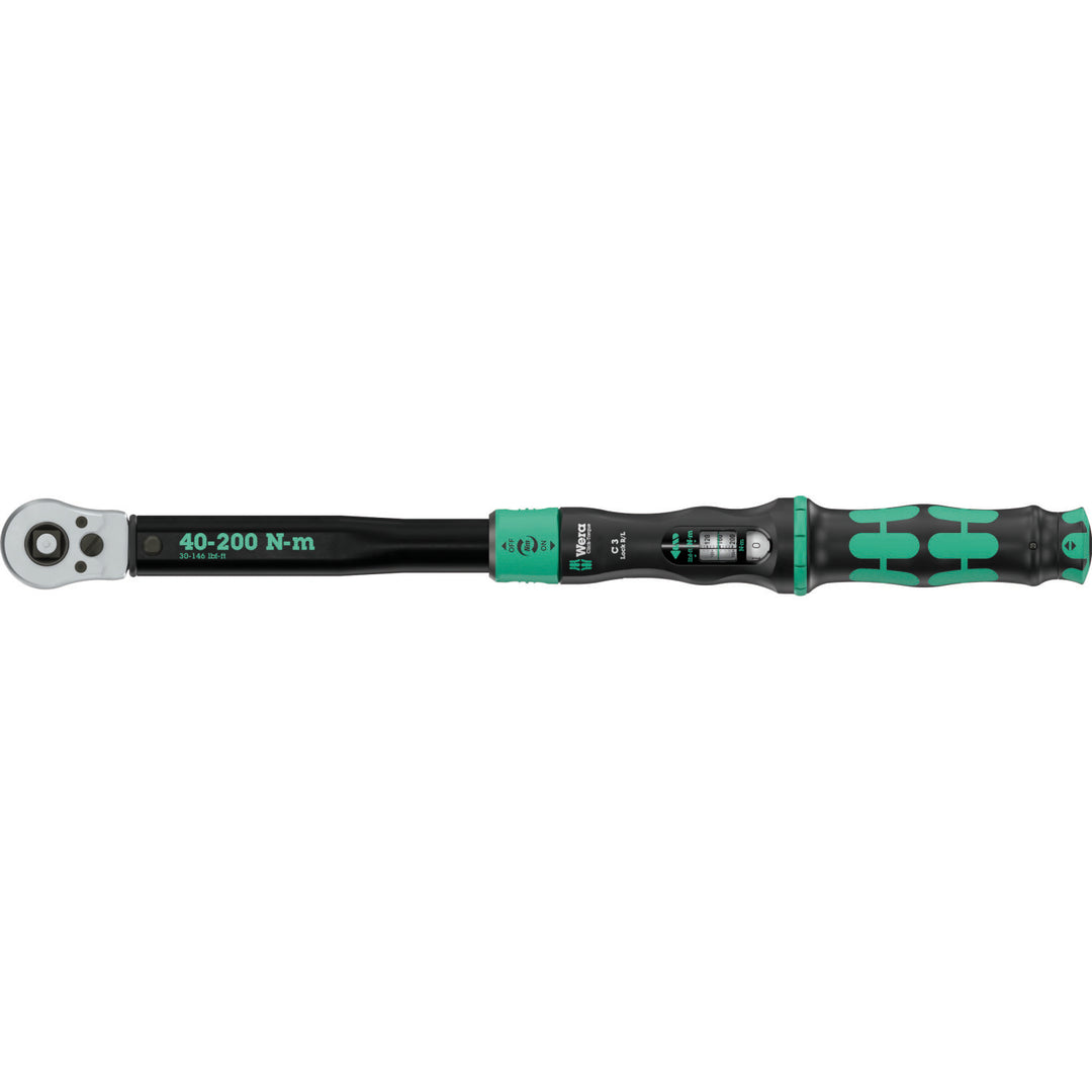 Wera Click-Torque Lock C 3 R/L Torque wrench, adjustable, Torque function, square head insert (1/2"), clockwise/counterclockwise torque operation, 40-200 Nm