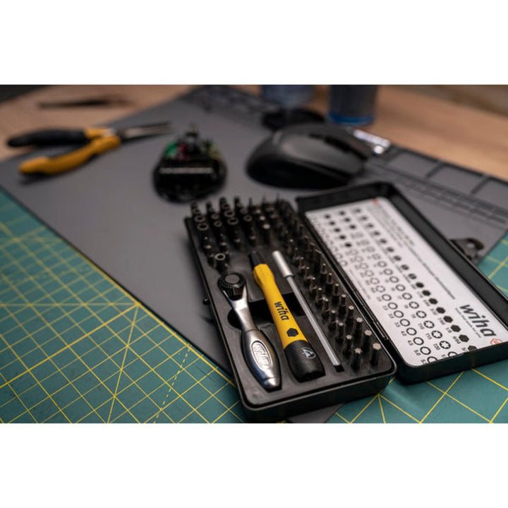 Wiha Tools 75965 Precision Micro Bit Ratchet Steel Storage Box, 65-Piece