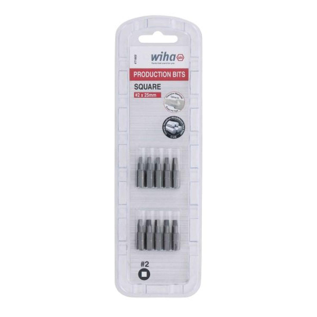 Wiha Tools 71802 Square Insert Bit, #2 x 25 mm, 10 Pk.