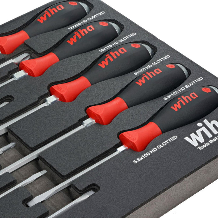 Wiha 53180 10 Piece Extra Heavy Duty SoftFinish Cushion Grip Driver Tray Set