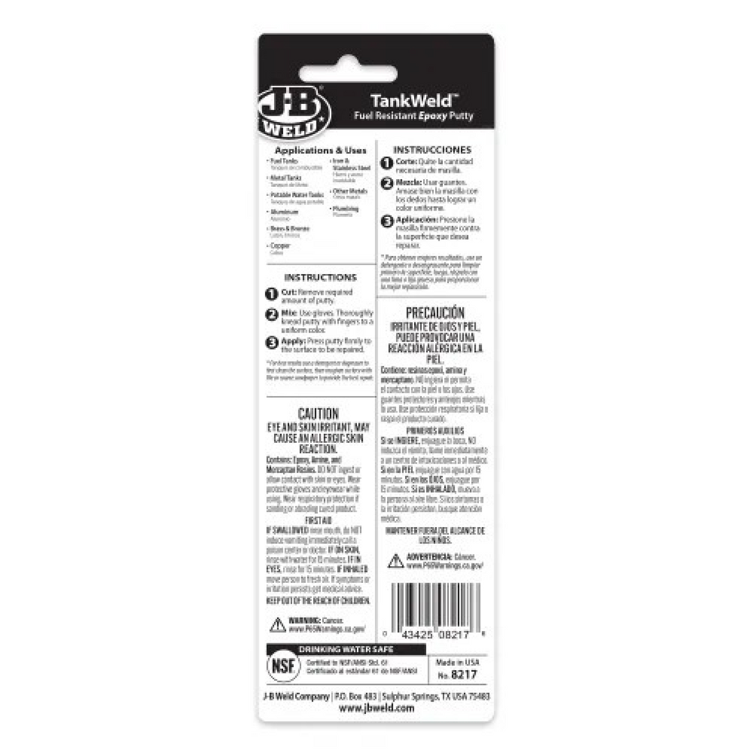 J-B Weld 8217 TankWeld Epoxy Putty, 2 oz.