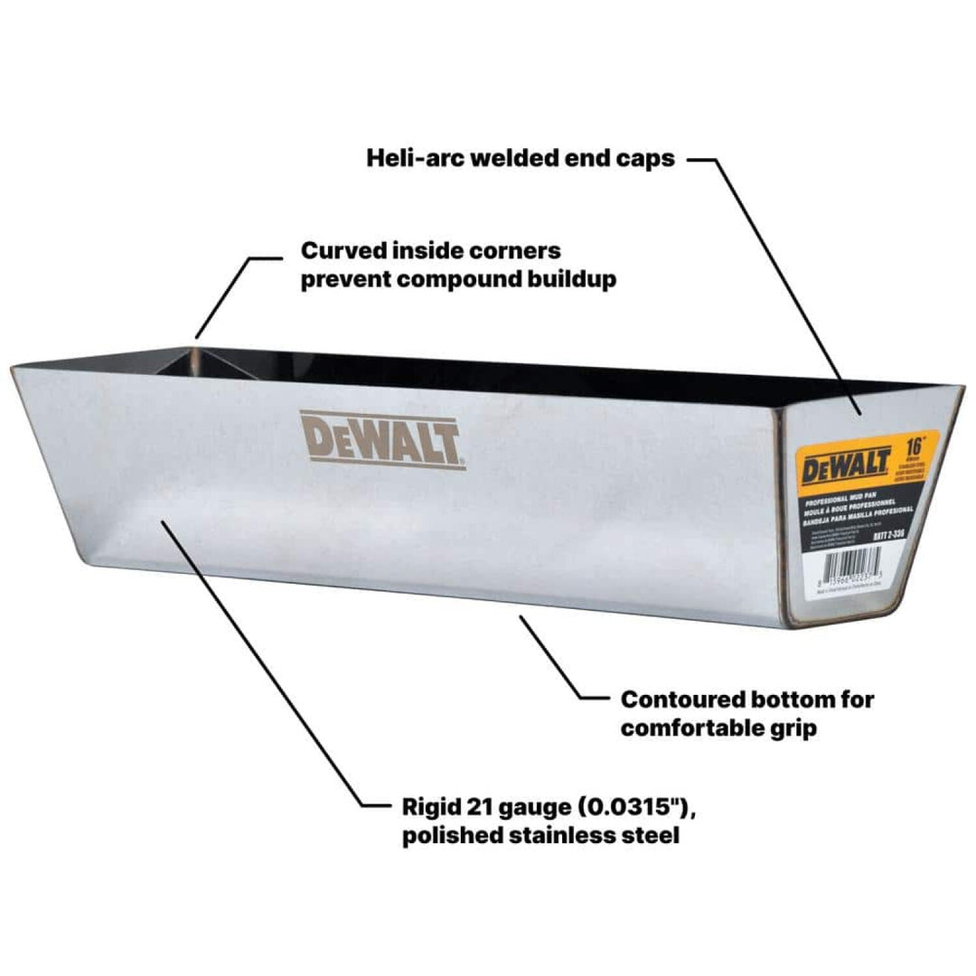 Dewalt DXTT-3-173 8/10/12 in. Stainless Steel Taping Knife Set with 16 in. Mud Pan