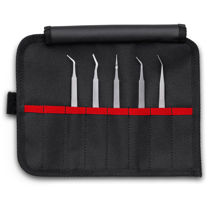 Knipex 92 00 03 5 Pc Stainless Steel Tweezers Set in Tool Roll-SMD