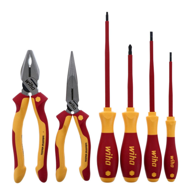 Wiha Tools 32984 Insulated Industrial Combination Pliers and Screwdriver Set, 6 Pc.