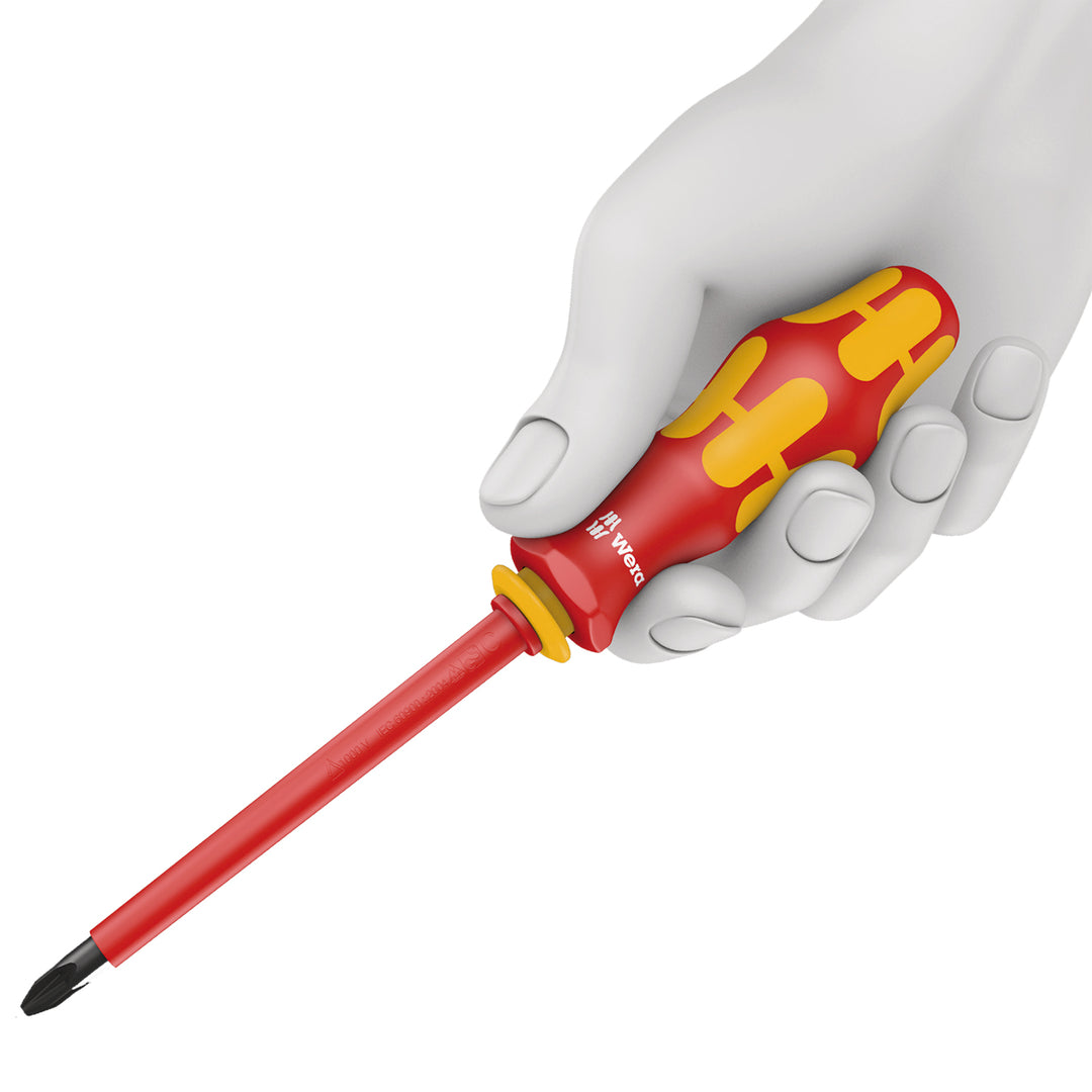 Wera 165 iSS PZ/S VDE Insulated screwdriver with reduced blade diameter for PlusMinus screws (Pozidriv/slotted), # 1 x 80 mm