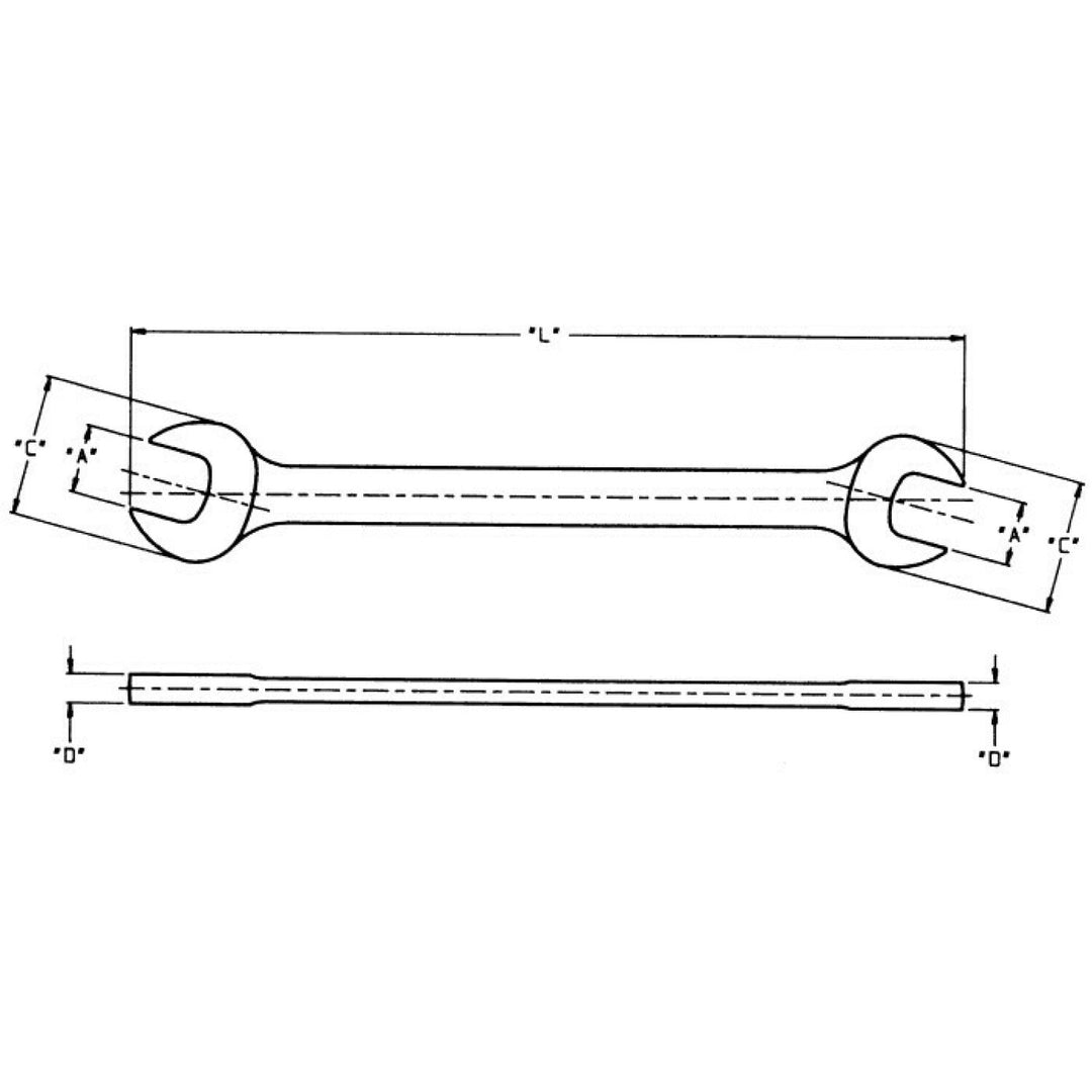 Wright Tool 1320 Open End Wrench Full Polish - 9/16" x 5/8"
