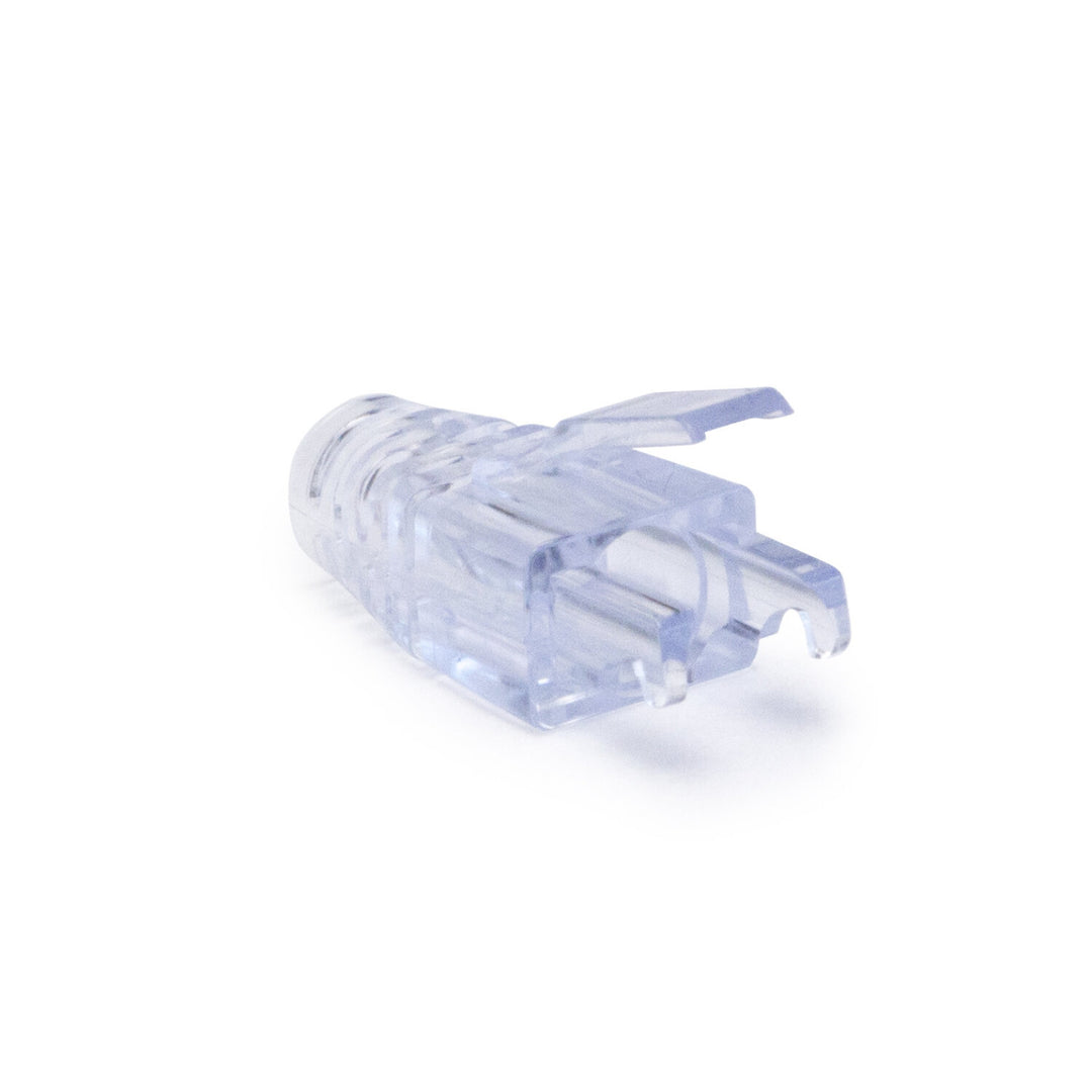 Platinum Tools 100036C Strain Reliefs for EZ-RJ45 Pass-Through RJ45 Connectors, CAT6, Clear — 50pcs in Clamshell