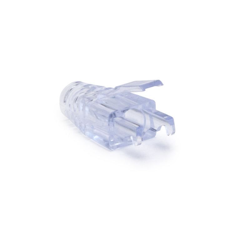Platinum Tools 100036C Strain Reliefs for EZ-RJ45 Pass-Through RJ45 Connectors, CAT6, Clear — 50pcs in Clamshell