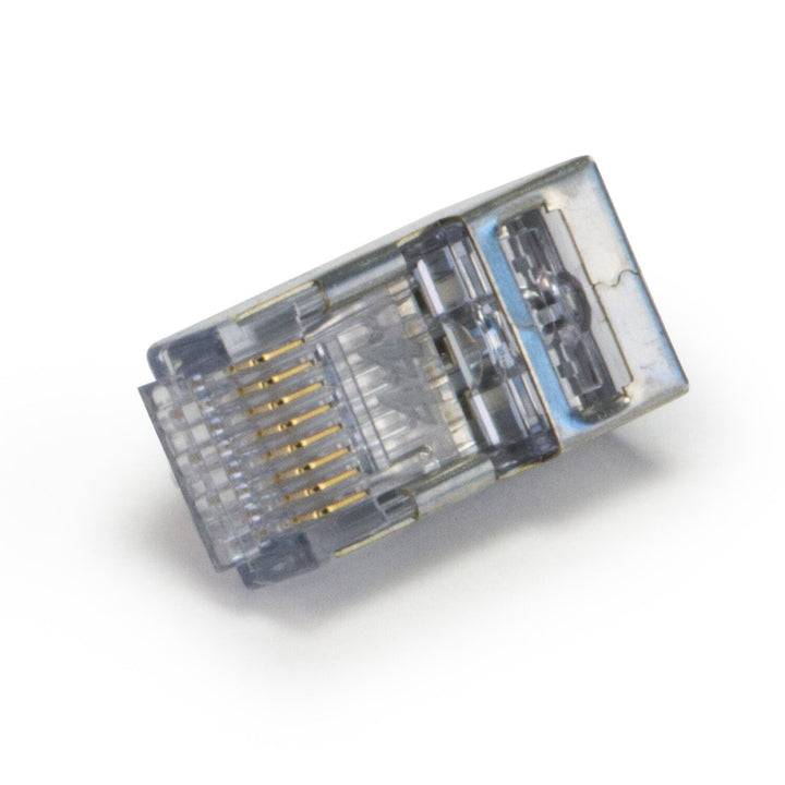 Platinum Tools 100024C ezEX-RJ45(44) Pass-Through RJ45 Connectors, CAT6 Shielded with Internal Ground — 25pcs in Clamshell