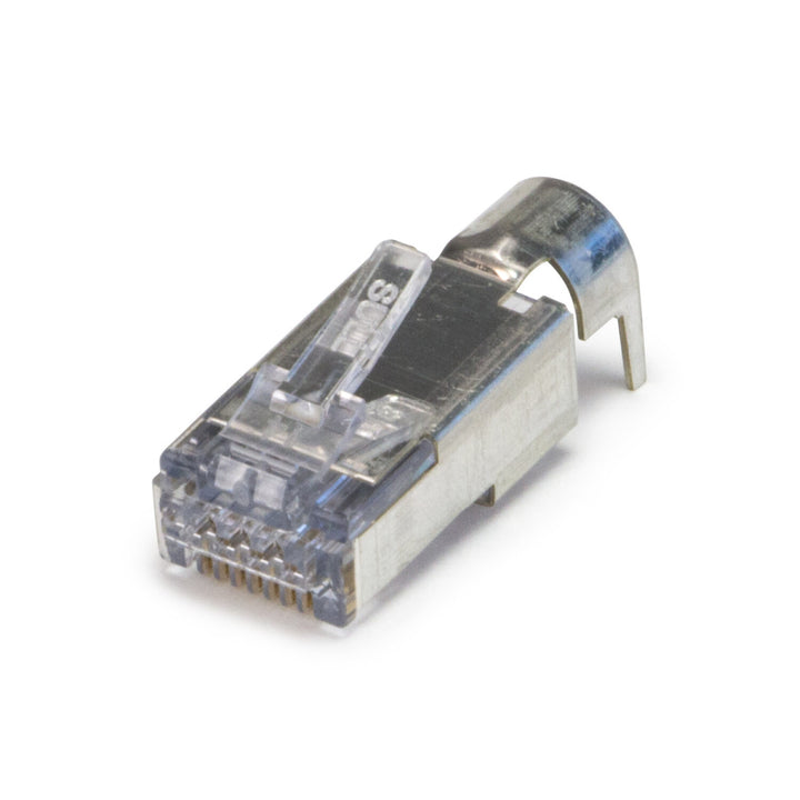 Platinum Tools 100027C ezEX-RJ45(48) Pass-Through RJ45 Connectors, CAT6A Shielded with External Ground — 25pcs in Clamshell