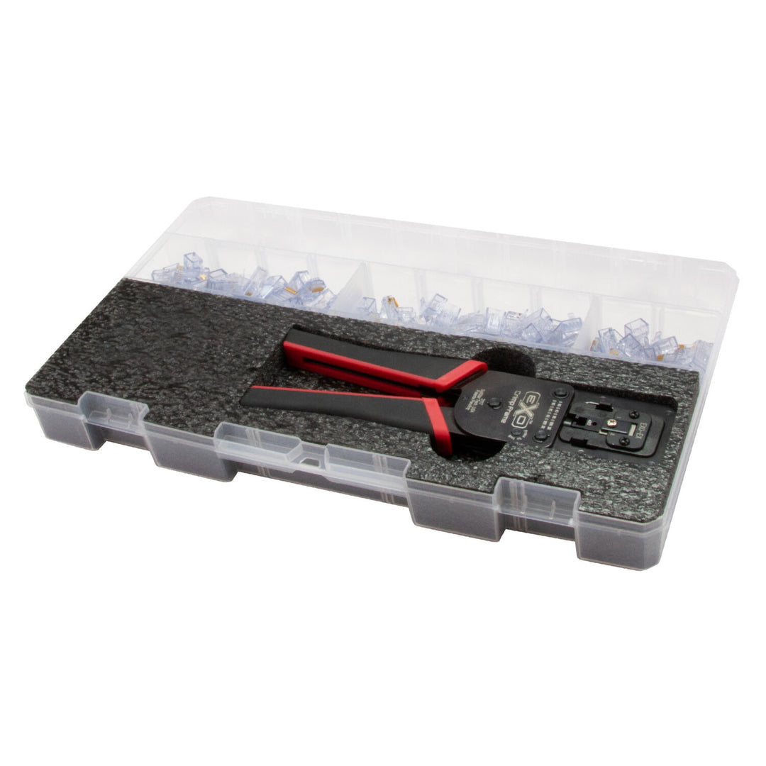 Platinum Tools 90187 ezEX-RJ45 Termination Kit — Pass-Through RJ45s, Basic Installation, Includes Plastic Case