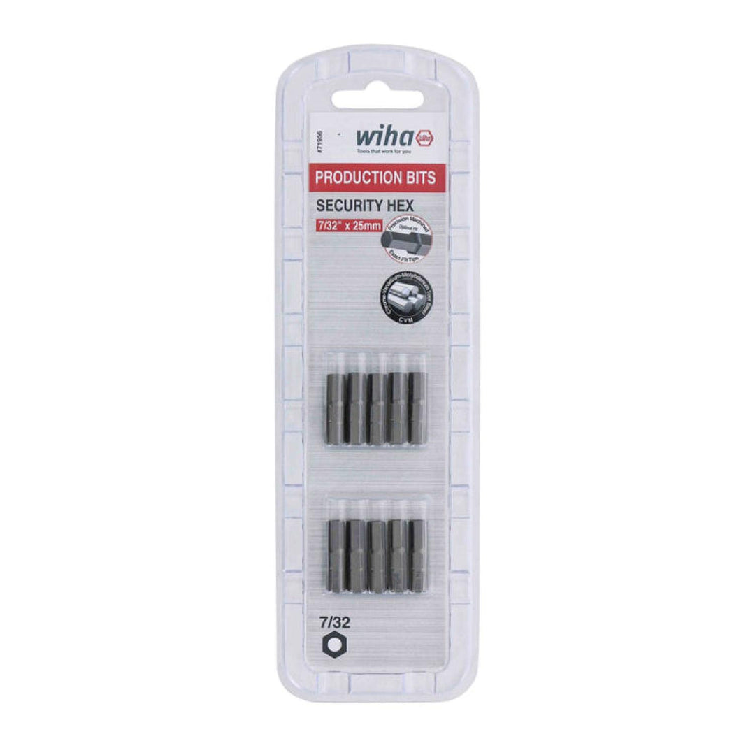 Wiha Tools 71956 Security Hex Insert Bit, 7/32" x 25 mm, 10 Pk.