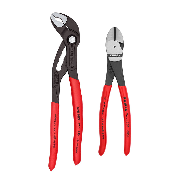 Knipex 9K 00 80 124 US 2 Pc Cobra® and Diagonal Cutters Set with Keeper Pouch