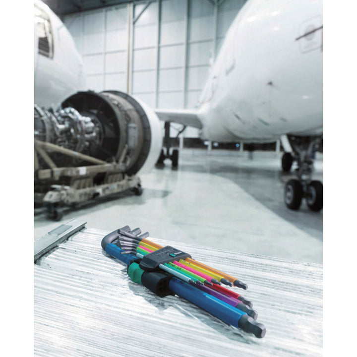 Wera 950/9 Hex-Plus Multicolour HF 1 L-key set, metric, BlackLaser, with holding function, 9 pieces