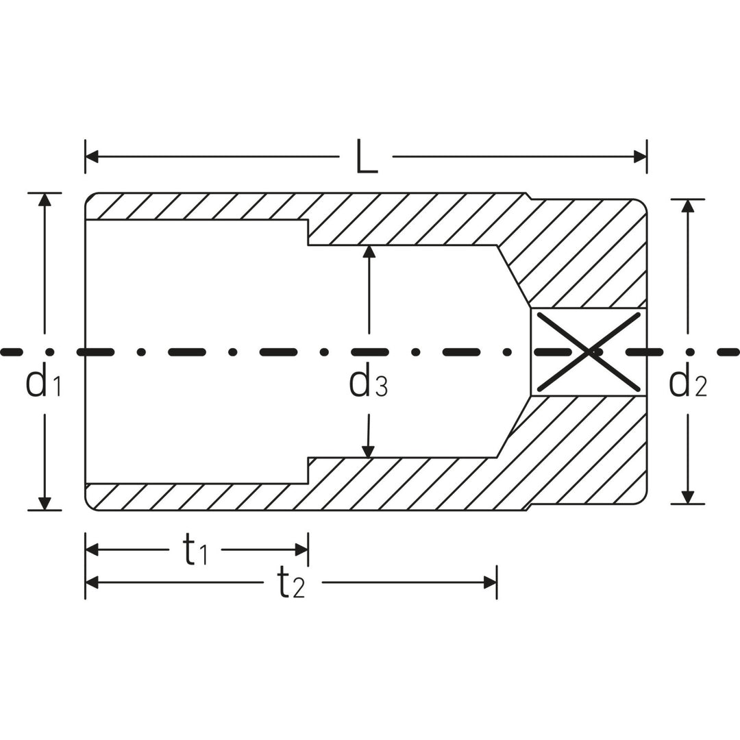 Stahlwille 02420044 46a Extra Deep 3/8" 12-pt Socket, 7/8"