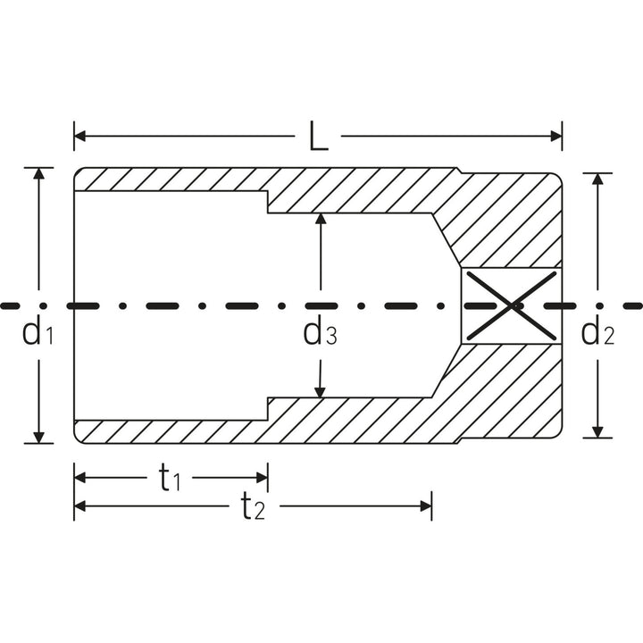 Stahlwille 02420032 46a Extra Deep 3/8" 12-pt Socket, 1/2"