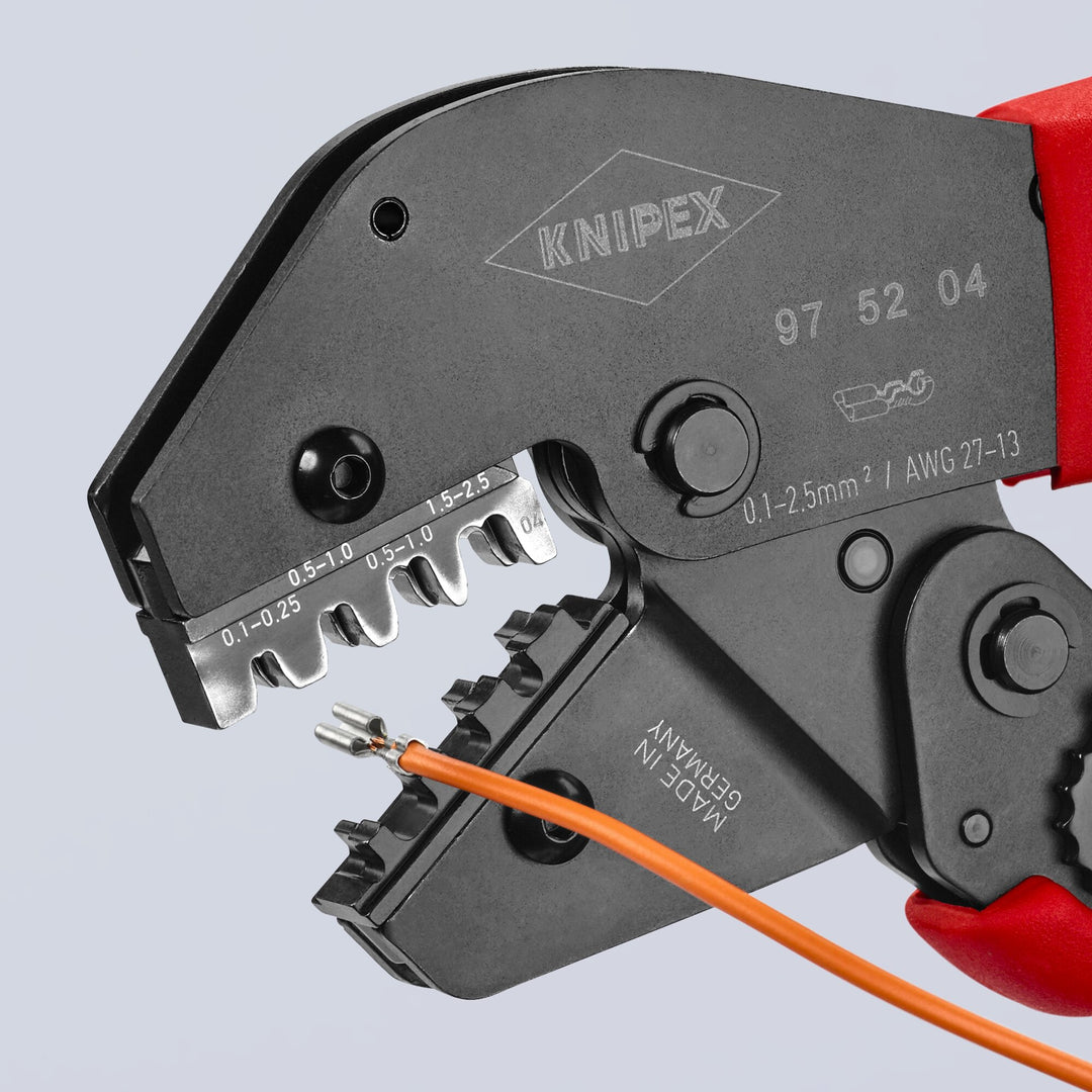 Knipex 97 52 04 10" Crimping Pliers For Non-Insulated Open Plug-Type Connectors (Plug Width 2.8 and 4.8 mm)