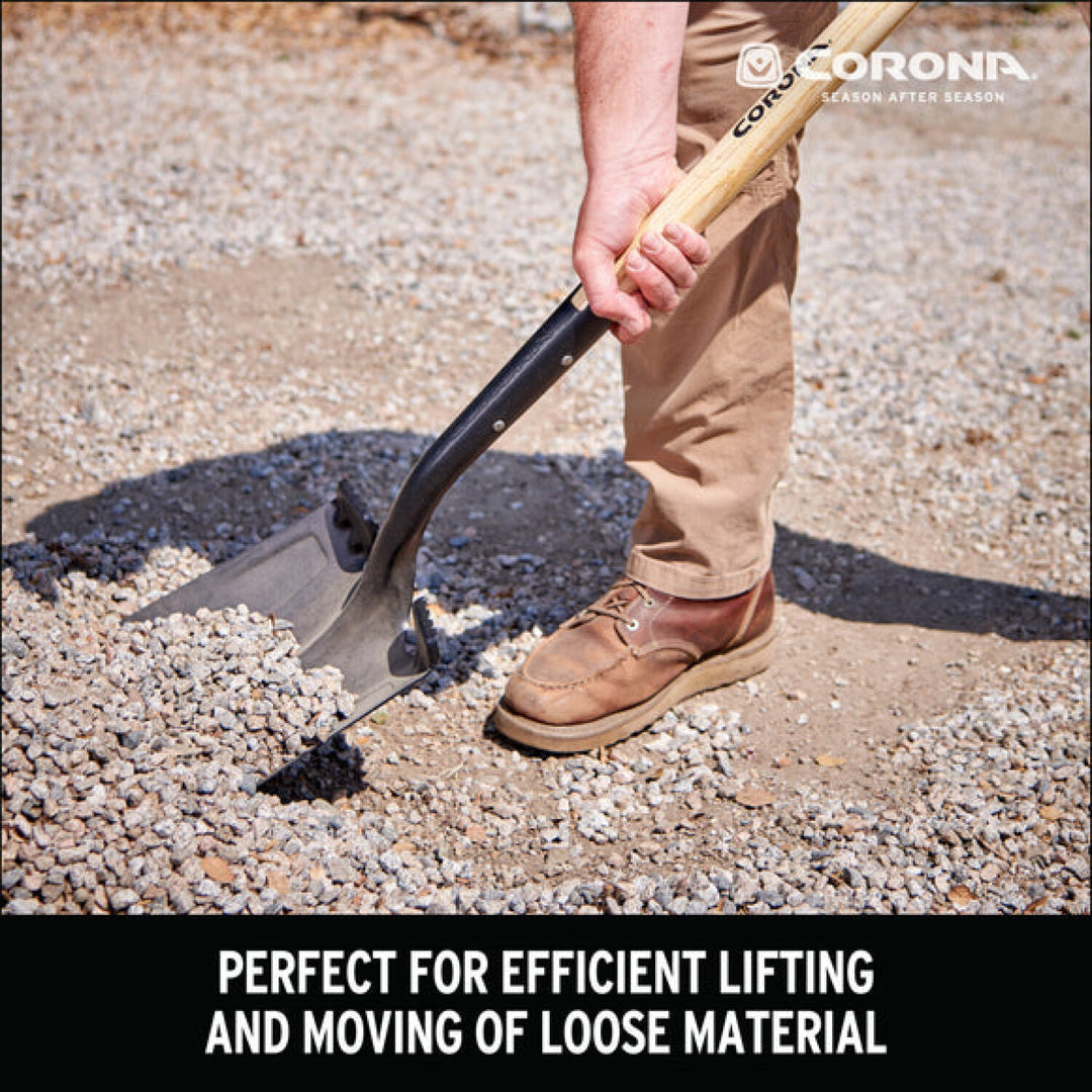 Corona SS16001 Square Point Hardwood D Grip Shovel, 14 Gauge