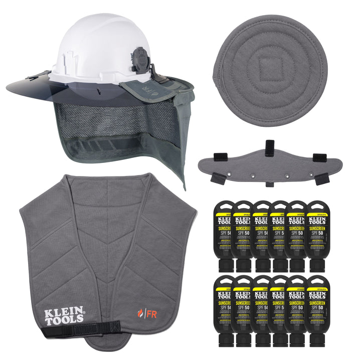 Klein Tools FRSUMKIT1 Flame-Resistant Summer Set, Hybrid Brim, 48 Pc.