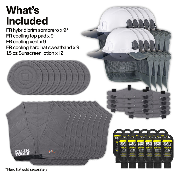 Klein Tools FRSUMKIT1 Flame-Resistant Summer Set, Hybrid Brim, 48 Pc.