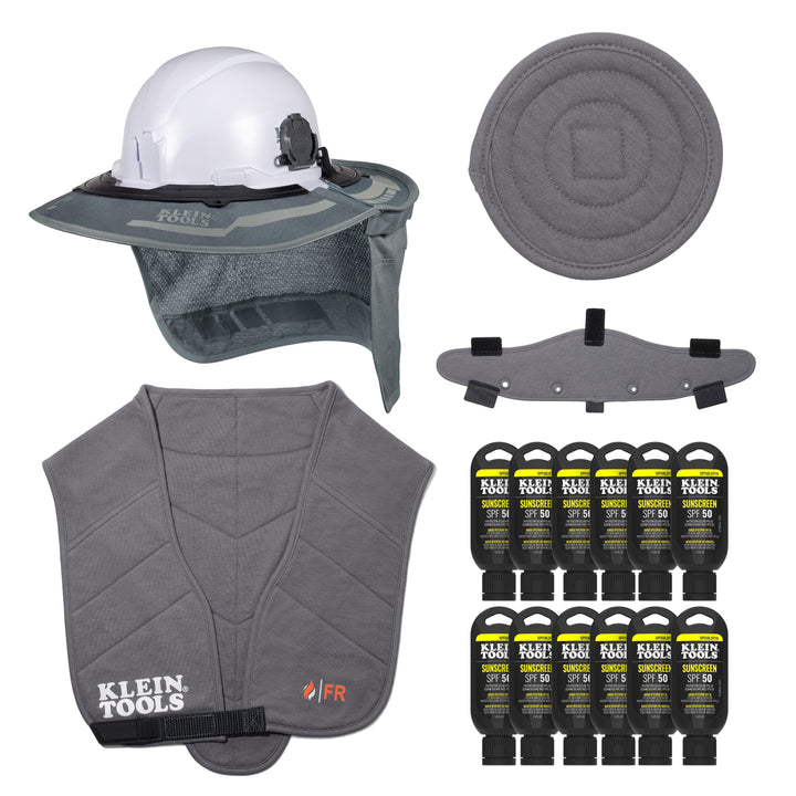 Klein Tools FRSUMKIT2 Flame-Resistant Summer Set, Full Brim, 48 Pc.