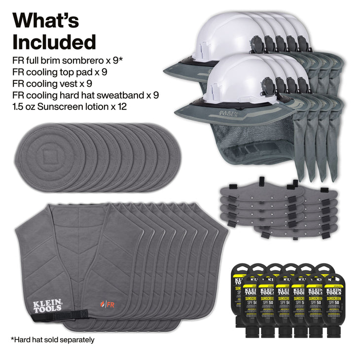 Klein Tools FRSUMKIT2 Flame-Resistant Summer Set, Full Brim, 48 Pc.