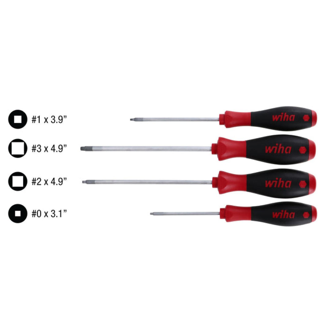 Wiha Tools 35894 4 Piece SoftFinish Square Screwdriver Set