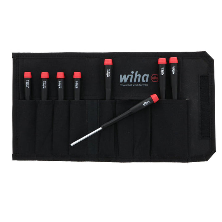 Wiha Tools 26499 Precision Ball End Hex Inch Screwdriver w/ Canvas Pouch, 8 Pc.