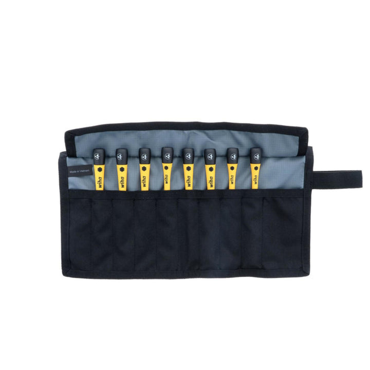 Wiha Tools 27396 8 Piece ESD Safe Slotted and Phillips Screwdriver Set with Canvas Roll Pouch
