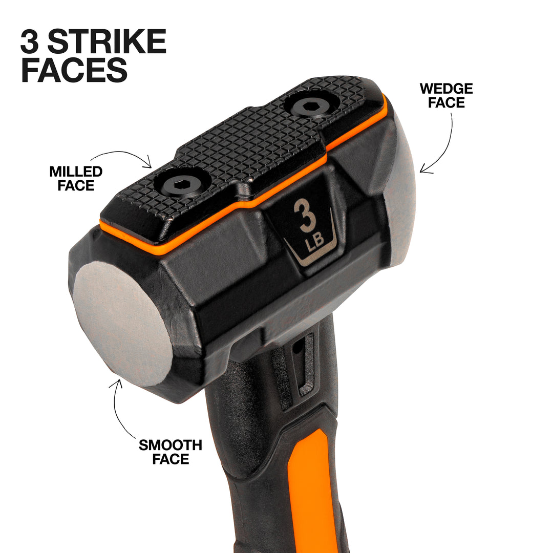 Klein Tools H80603 Fiberglass Handle Wedge Sledgehammer, 3-Pound