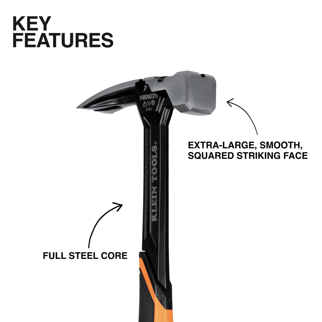 Klein Tools H80922S Smooth Face Steel Hammer, 22-Ounce