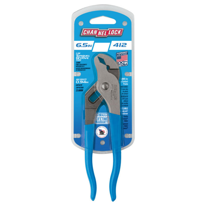 Channellock 412 6.5-Inch V-Jaw Tongue & Groove Pliers