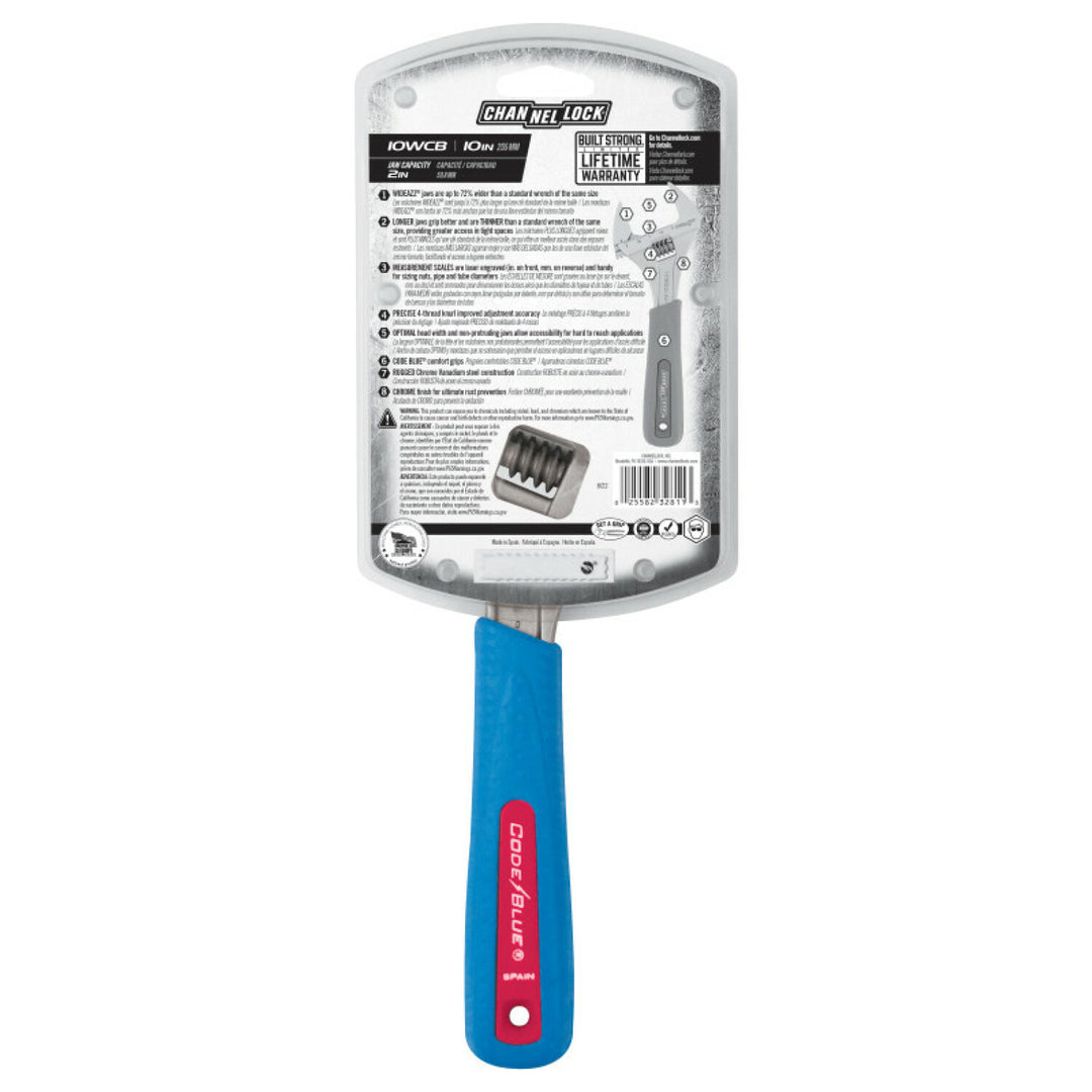 Channellock 10WCB BULK 10-inch code Blue Wideazz  Adjustable Wrench