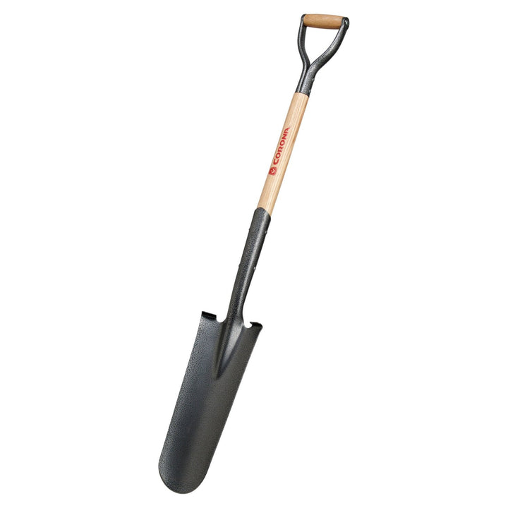 Corona SS 62010 Closed-Back Drain Spade Shovel, 14-Gauge, 30 in. Wood D-Grip Handle