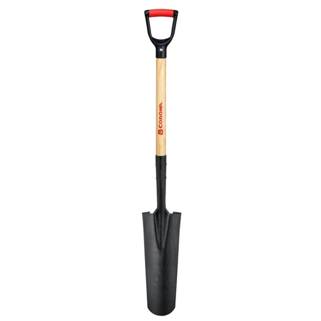 Corona SS 28010 Drain Spade Shovel, 15-Gauge, 30 in. Wood D-Grip Handle