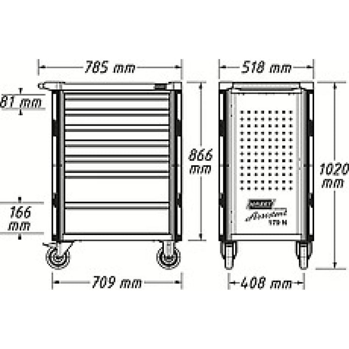 Hazet 179N-8/314 Tool trolley 314-pieces ∙ 8 Drawers total