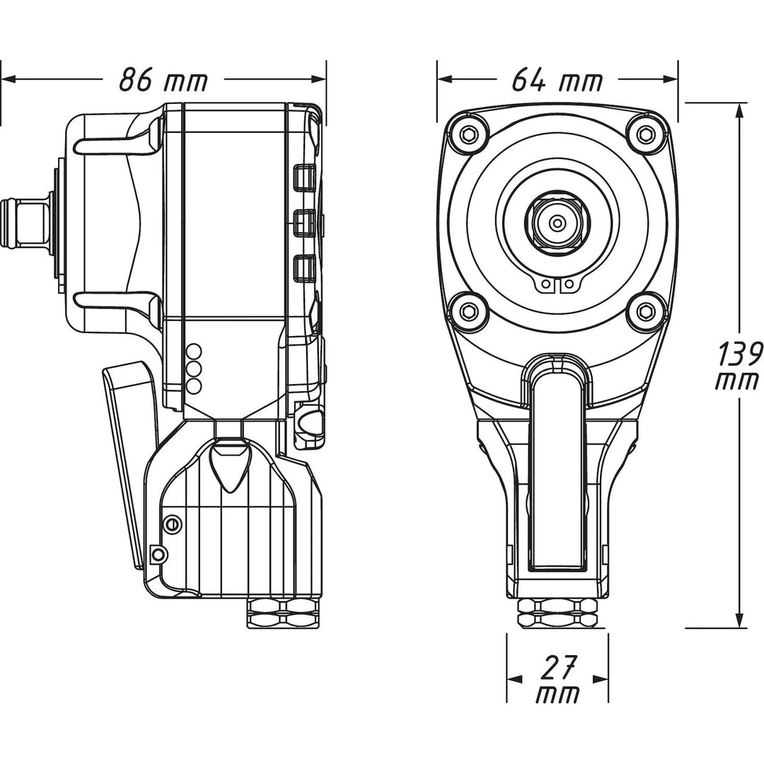 Hazet 9012PTT 1/2 inch (12.5 mm) Square ∙ Solid Twin Turbo Palm Impact wrench ∙ 550 Nm