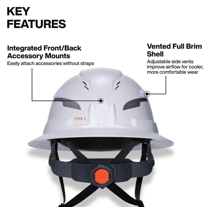 Klein Tools 60861T2 Class C Type-2 Hard Hat, Vented Full Brim with Strap, Orange